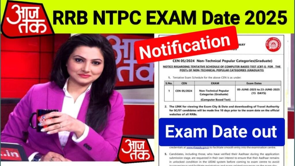 RRB NTPC Inter Level Exam Date 2025